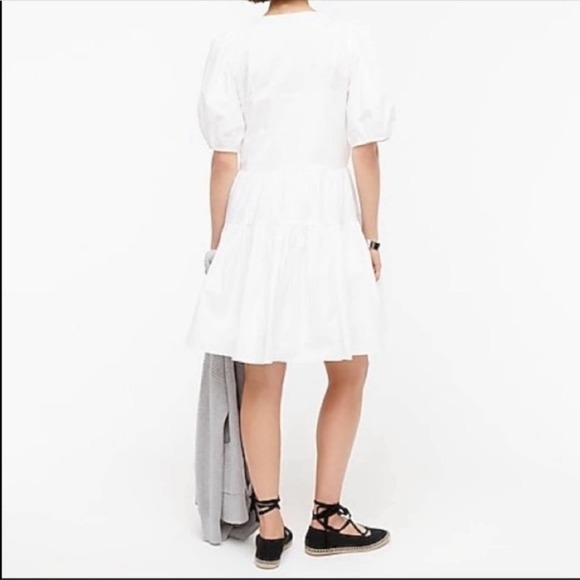 J. Crew white Puff-sleeve cotton poplin wrap dress Medium Tall - Picture 6 of 10